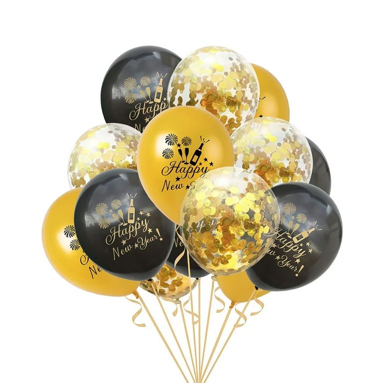 NUOLUX 15pcs Happy New Year Balloons Set Latex Balloons Party Decoration Printing Confetti Decora... | Walmart (US)