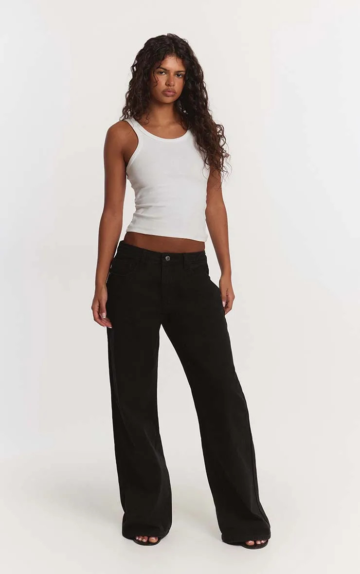 Indigo Low Rise Wide Leg Jeans | PrettyLittleThing US