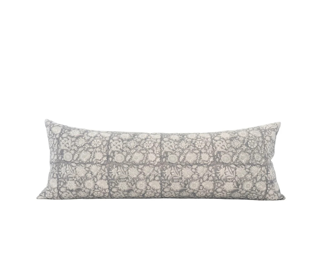 ALAINA  14x36 Bluish-gray Floral Pillow Cover Gray Floral - Etsy | Etsy (US)