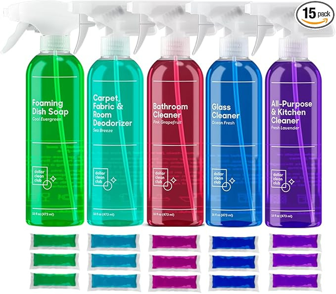 Complete Home Cleaning 15 Pack Kit, Kitchen, Bathroom, Carpet, Dish, and Glass Cleaner Refills | Amazon (US)