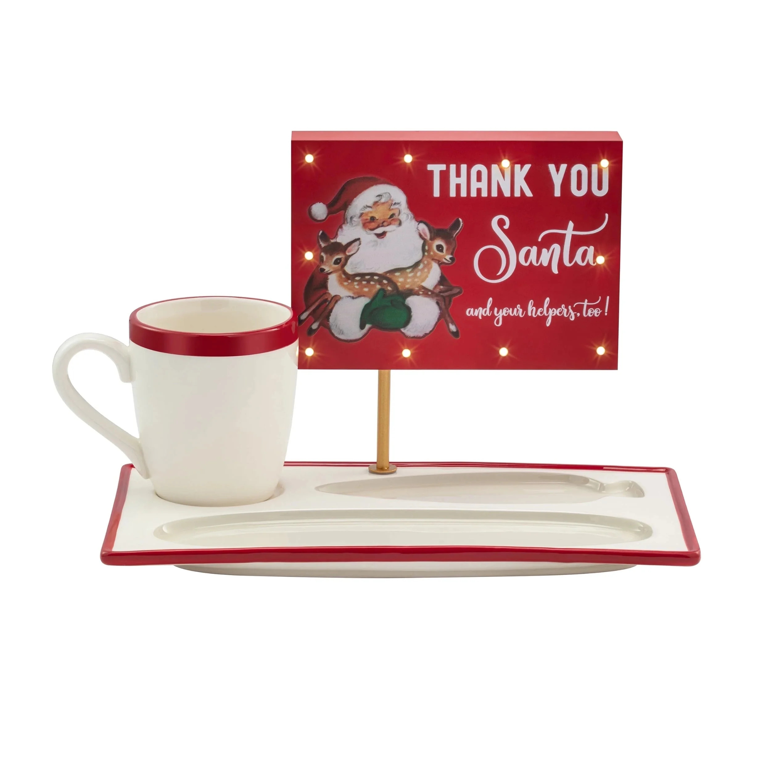 Mr. Christmas 9096370 LED Red & White Santa Milk & Cookie Tray Table Decor, 8.1 in. | Walmart (US)