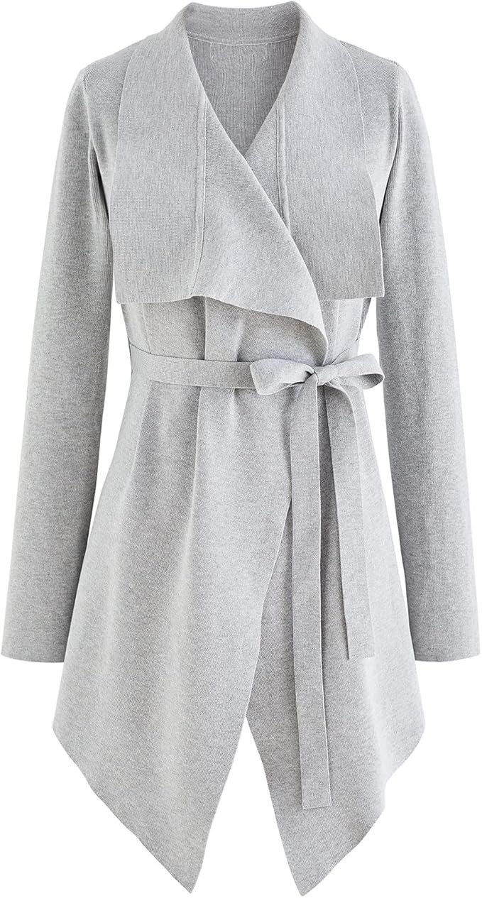 CHICWISH Women's Classy Light Tan/Black Open Front Knit Coat Cardigan | Amazon (US)