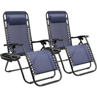 Set of 2 Zero Gravity Chair Patio Folding Lawn Lounge Chairs Outdoor Lounge Gravity Chair Camp Re... | Bed Bath & Beyond