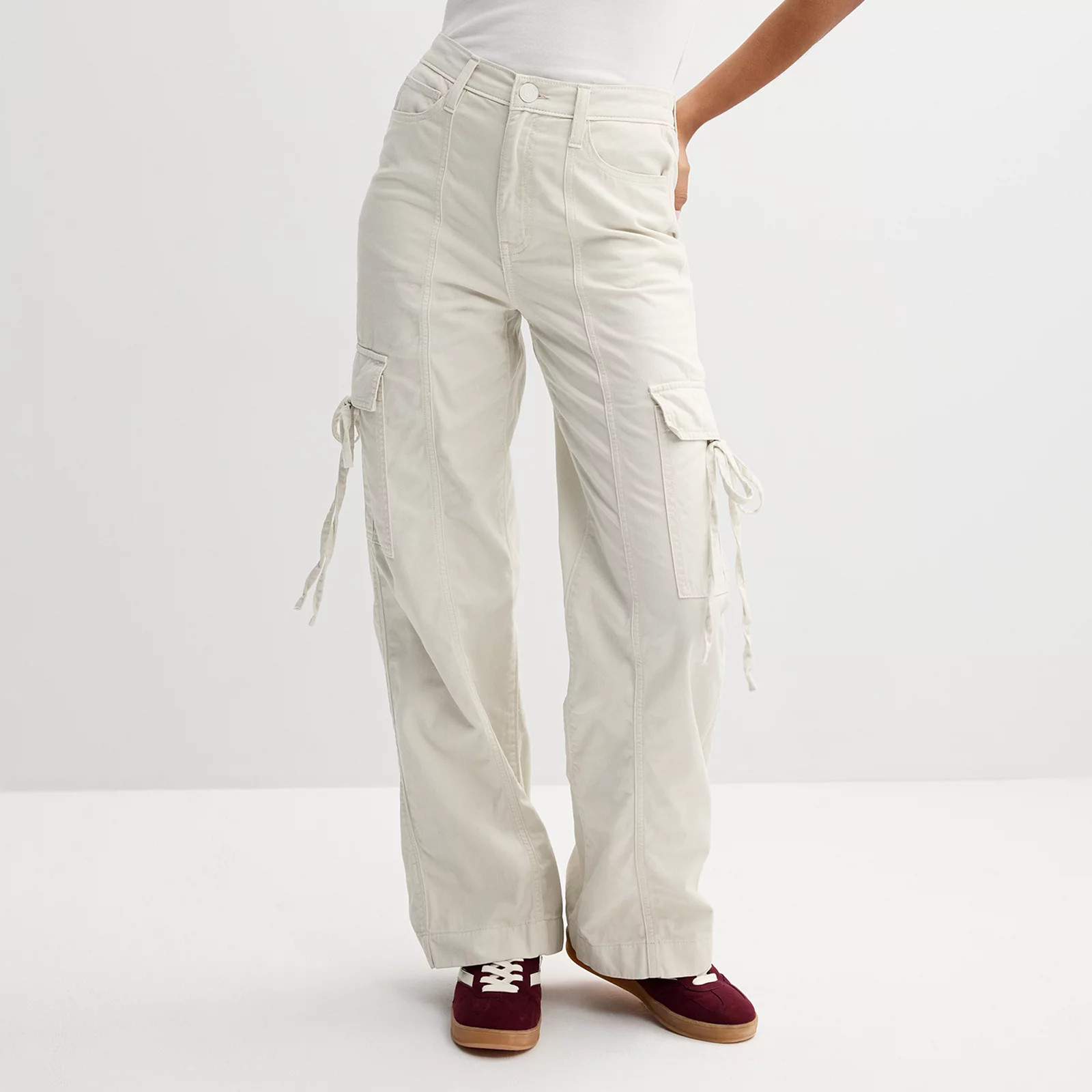 Juniors' SO® Relaxed Fit Bow Cargo Wide Leg Pants | Kohl's
