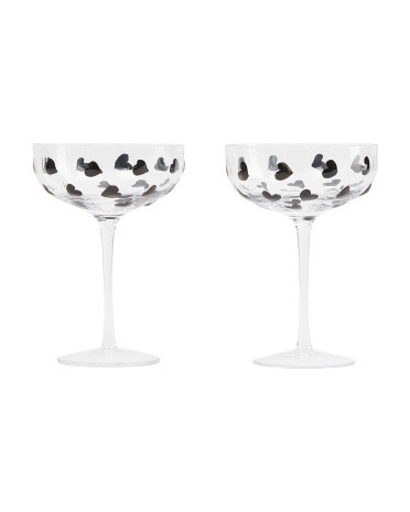 Set Of 2 Heart Embossed Coupe Glasses | TJ Maxx
