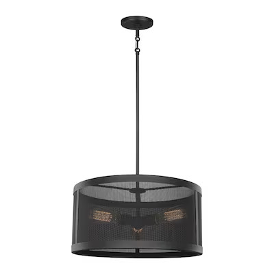 Sea Gull Lighting  Gereon 3-Light Black Modern/Contemporary Drum Pendant Light | Lowe's