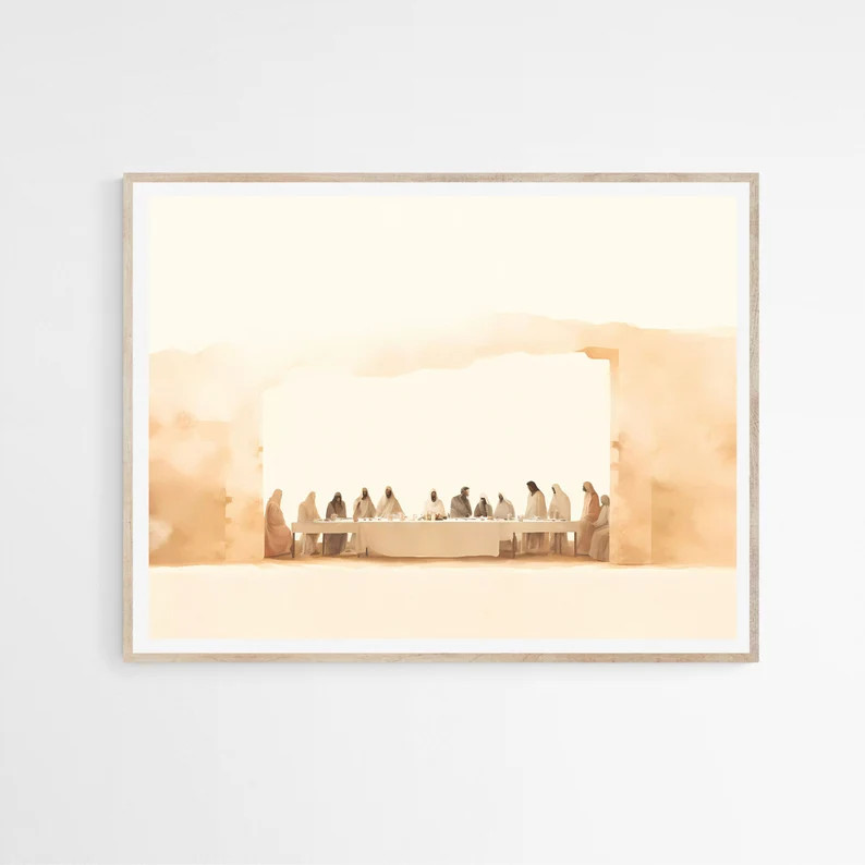 Jesus Last Supper DIGITAL DOWNLOAD, Watercolor Modern Jesus Bible Printable Wall Art, Digital Pri... | Etsy (US)