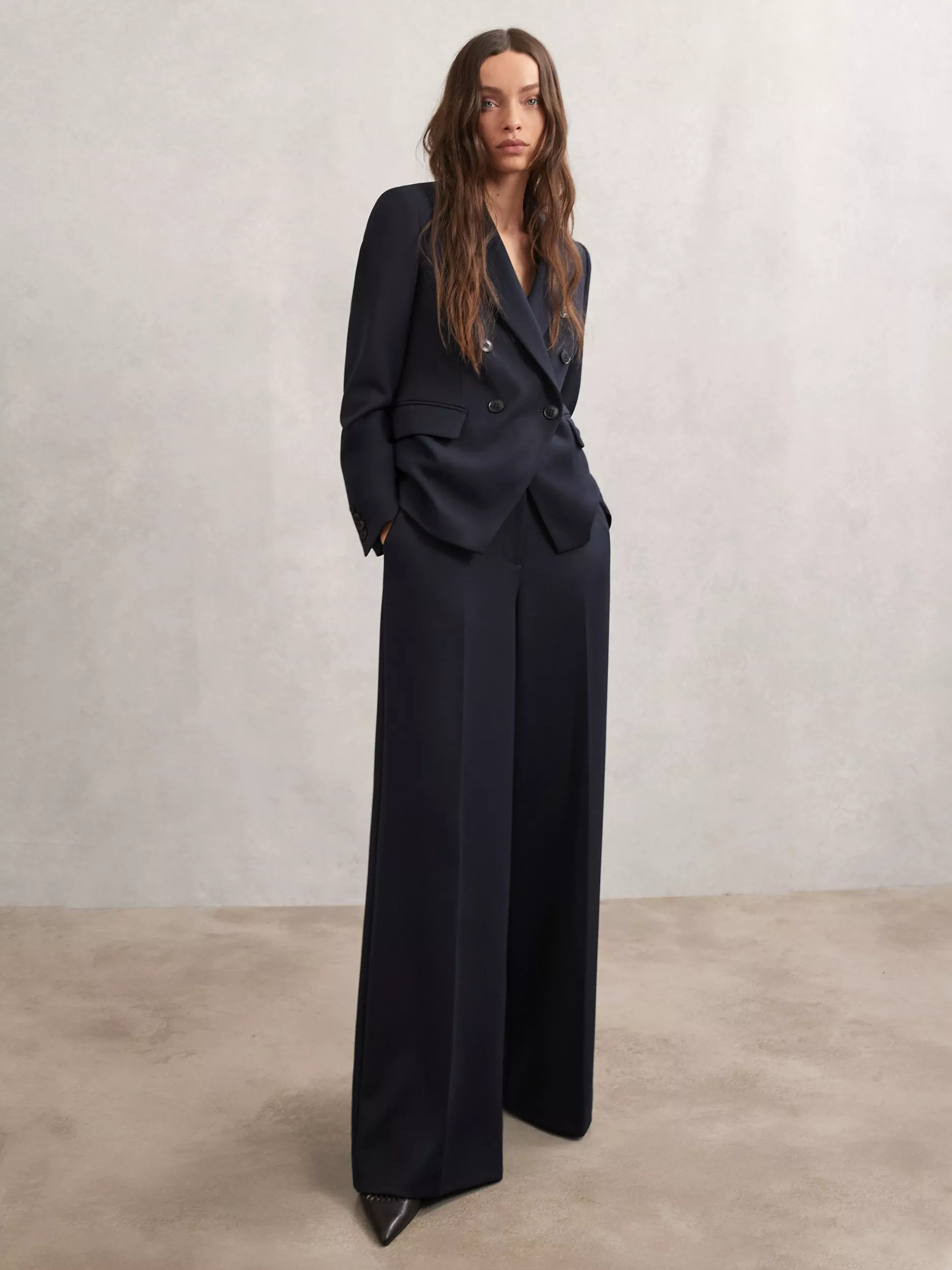 Reiss Petite Gabi Asymmetric Blazer, Navy | John Lewis (UK)