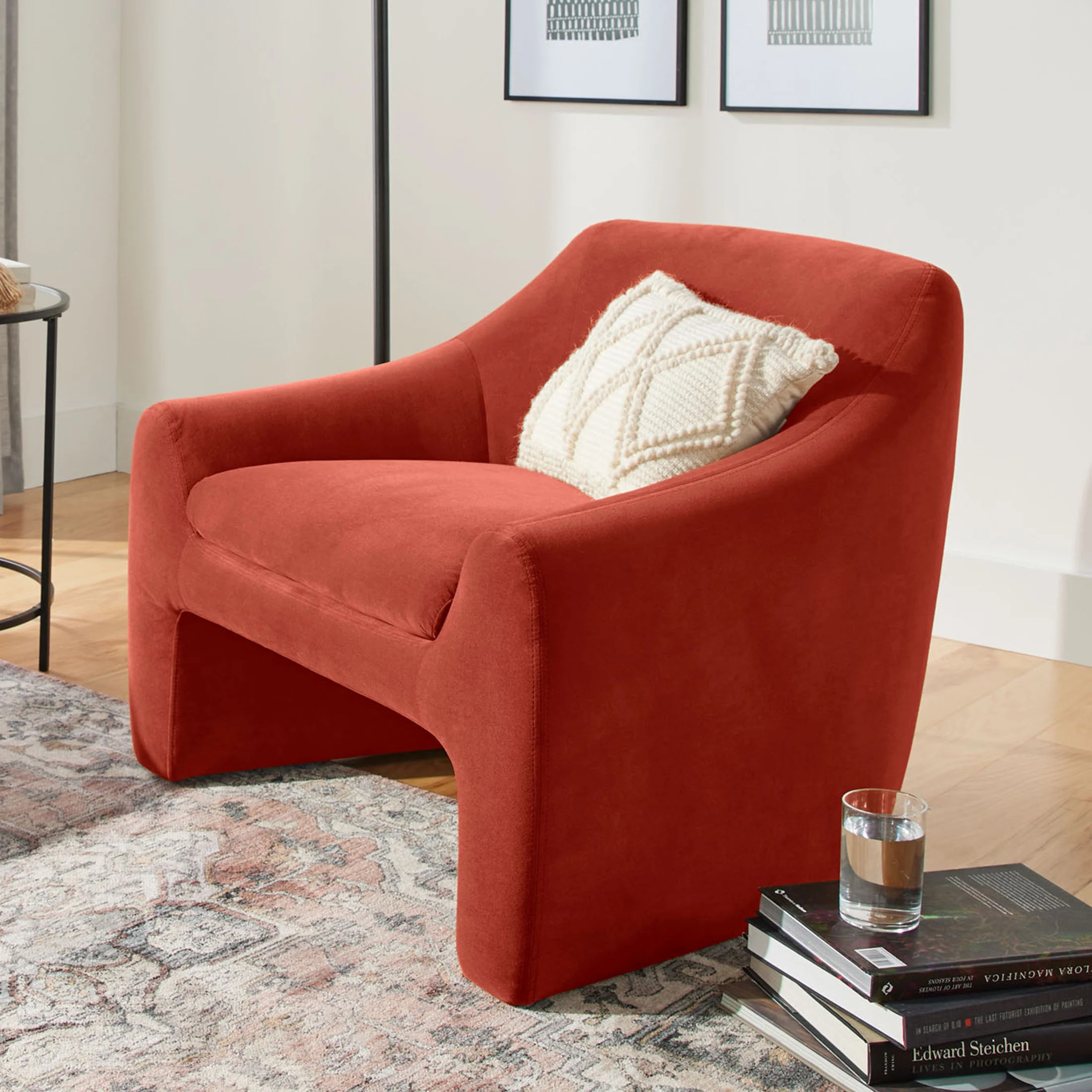 Better Homes & Gardens Emerson Curvy Accent Chair, Rustic Red Velvet | Walmart (US)