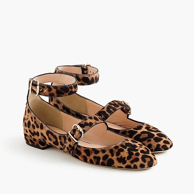 Double-strap flats in leopard calf hair | J.Crew US