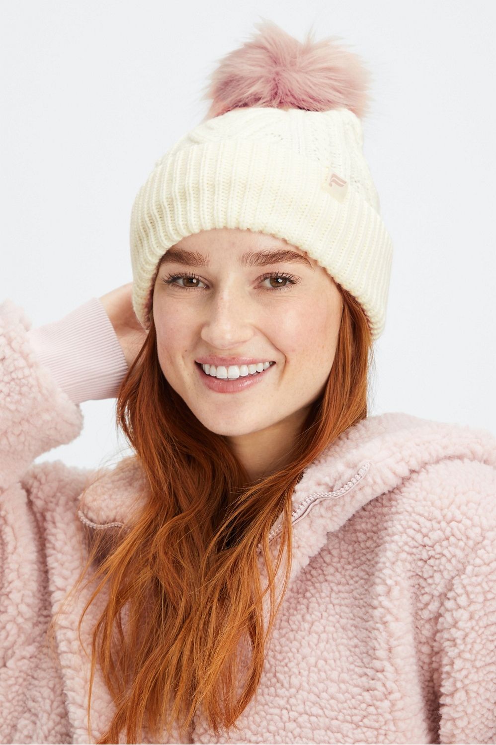 Cable Knit Pom Beanie | Fabletics - North America