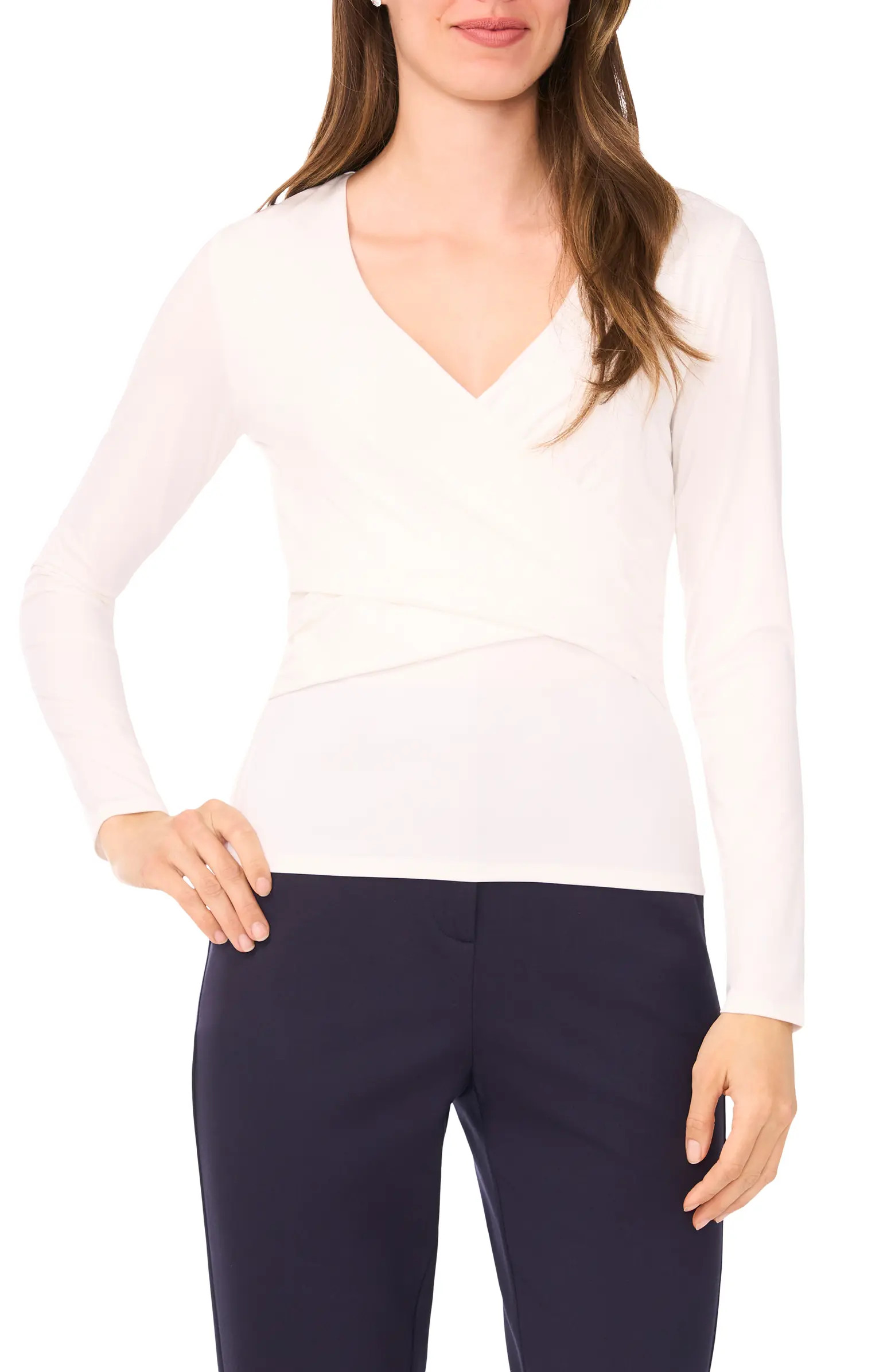 Halogen® Long Sleeve Wrap Top | Nordstrom | Nordstrom
