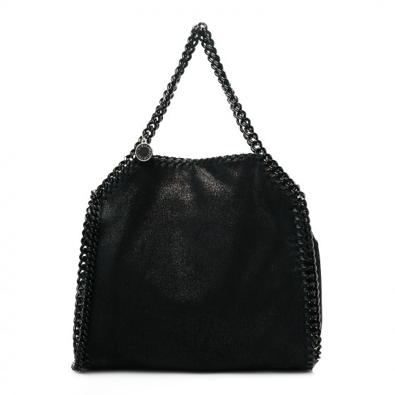 STELLA MCCARTNEY Shaggy Deer Mini Falabella Fold Over Tote Black | FASHIONPHILE (US)