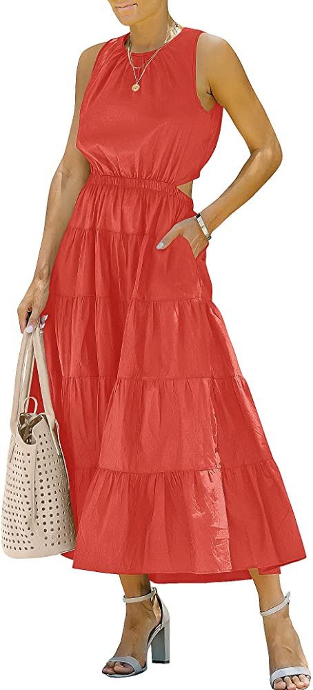 ANRABESS Womens Summer Sleeveless Cutout Maxi Dress Amazon Sundress  #LTKFind #LTKstyletip #LTKU | Amazon (US)