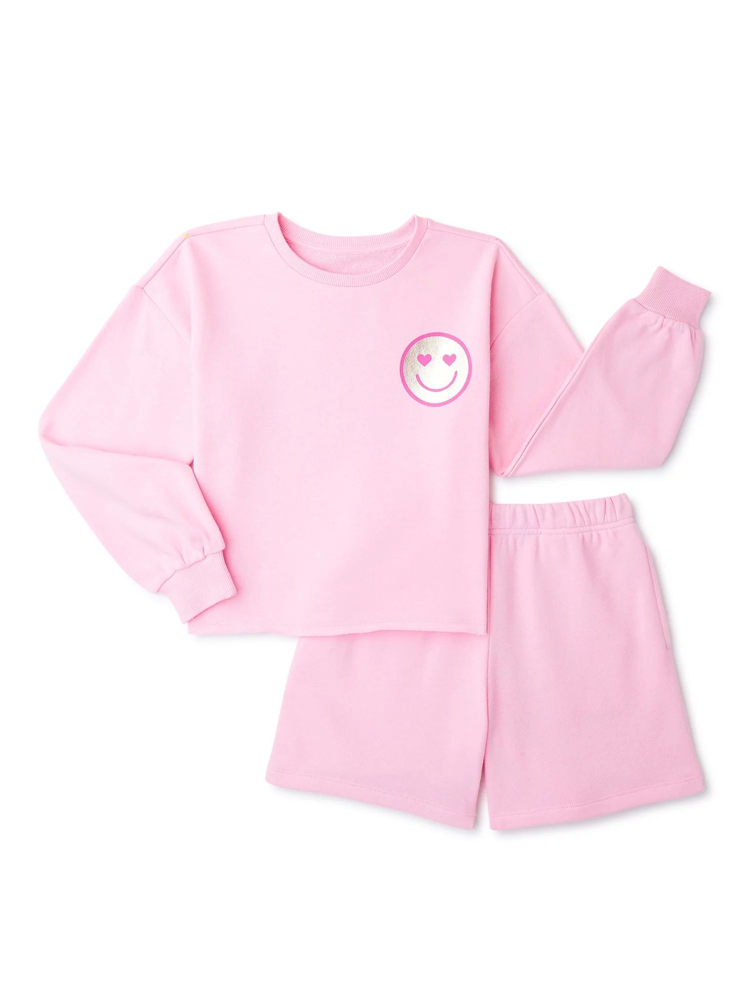 We Wear Cute Girls’ Sweatshirt and Comfy Shorts Outfit Set, 2-Piece, Sizes 4-16 | Walmart (US)