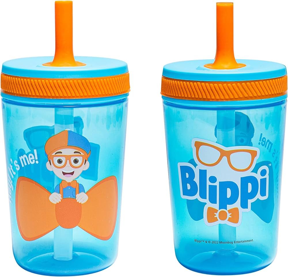 Zak Designs Blippi Kelso Toddler Cups For Travel or At Home, 15oz 2-Pack Durable Plastic Sippy Cu... | Amazon (US)