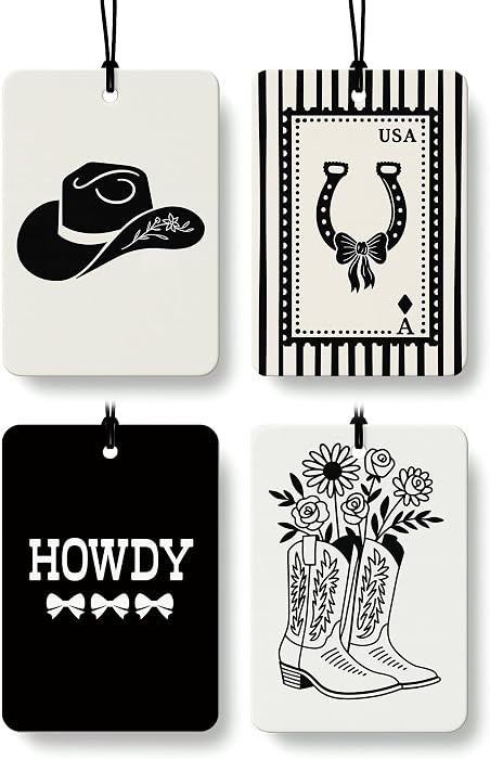 Rustic Western Car Air Freshener 4 Pcs Coconut Scented, Horseshoe Cowgirls Hat Boots Floral Car A... | Amazon (US)
