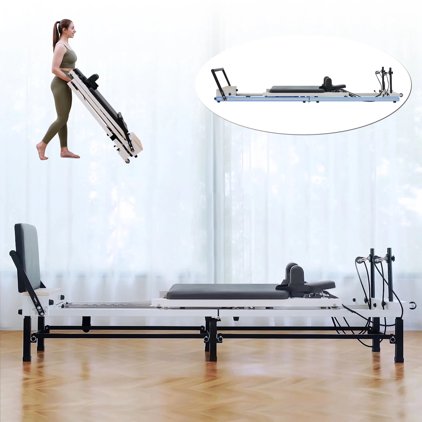 Syedee 90'' Foldable Pilates Equipment for Home Workouts,Balanced Body Pilates Reformer Machine f... | Walmart (US)
