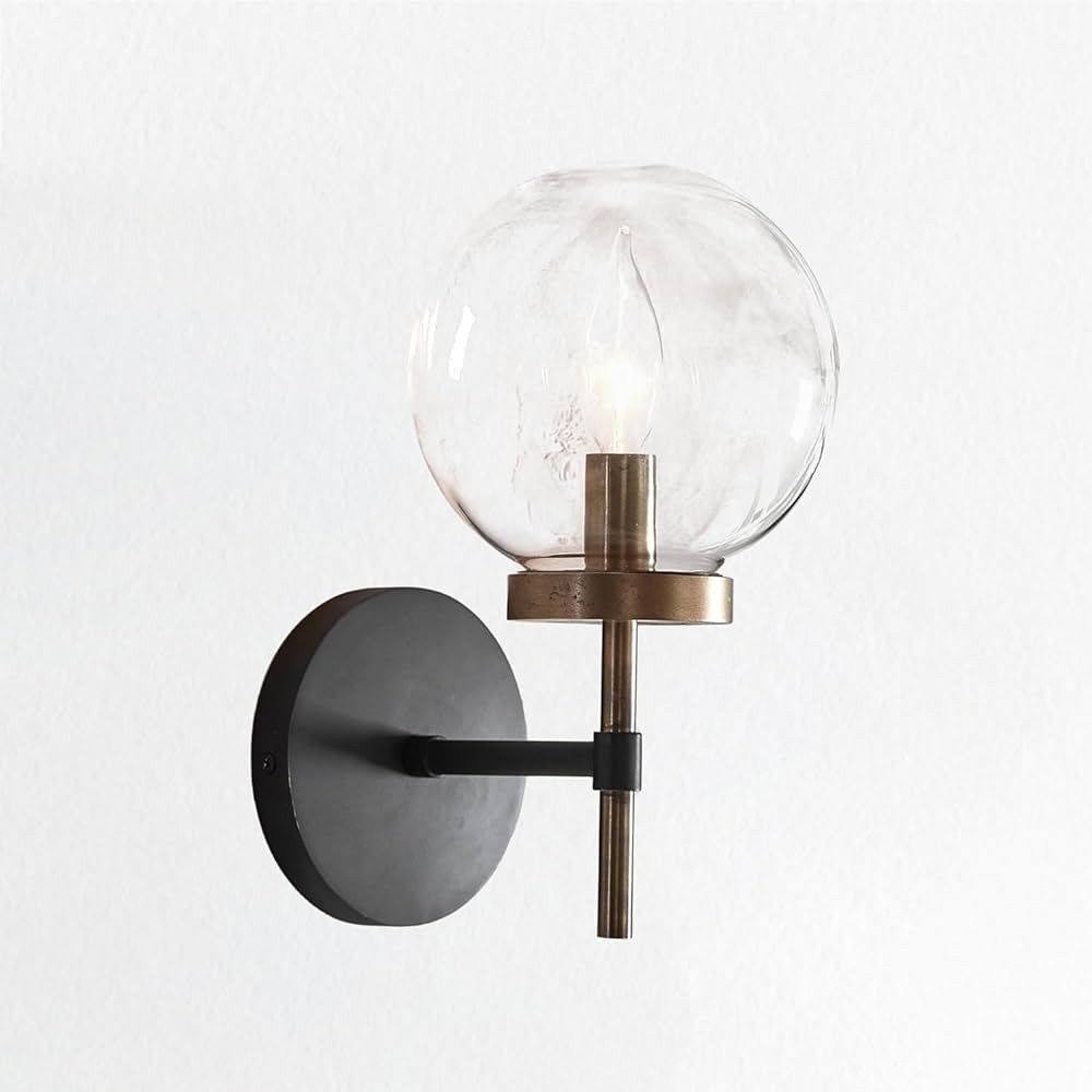 Brass Glow Mid-Century Handblown Clear Glass Globe Wall Sconce,Wall Lights for Bedroom,Wall Light... | Amazon (US)