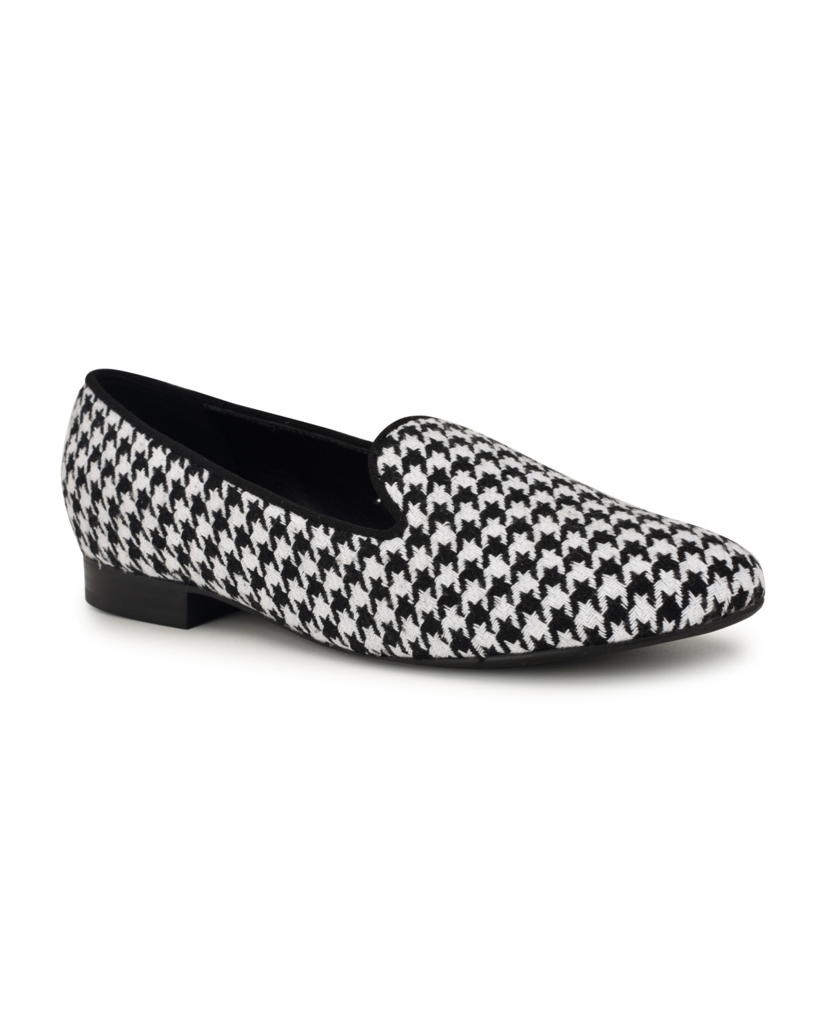 Nine West Women's Renold Slip-On Smoking Slipper - Black/White Houndstooth | Macy's