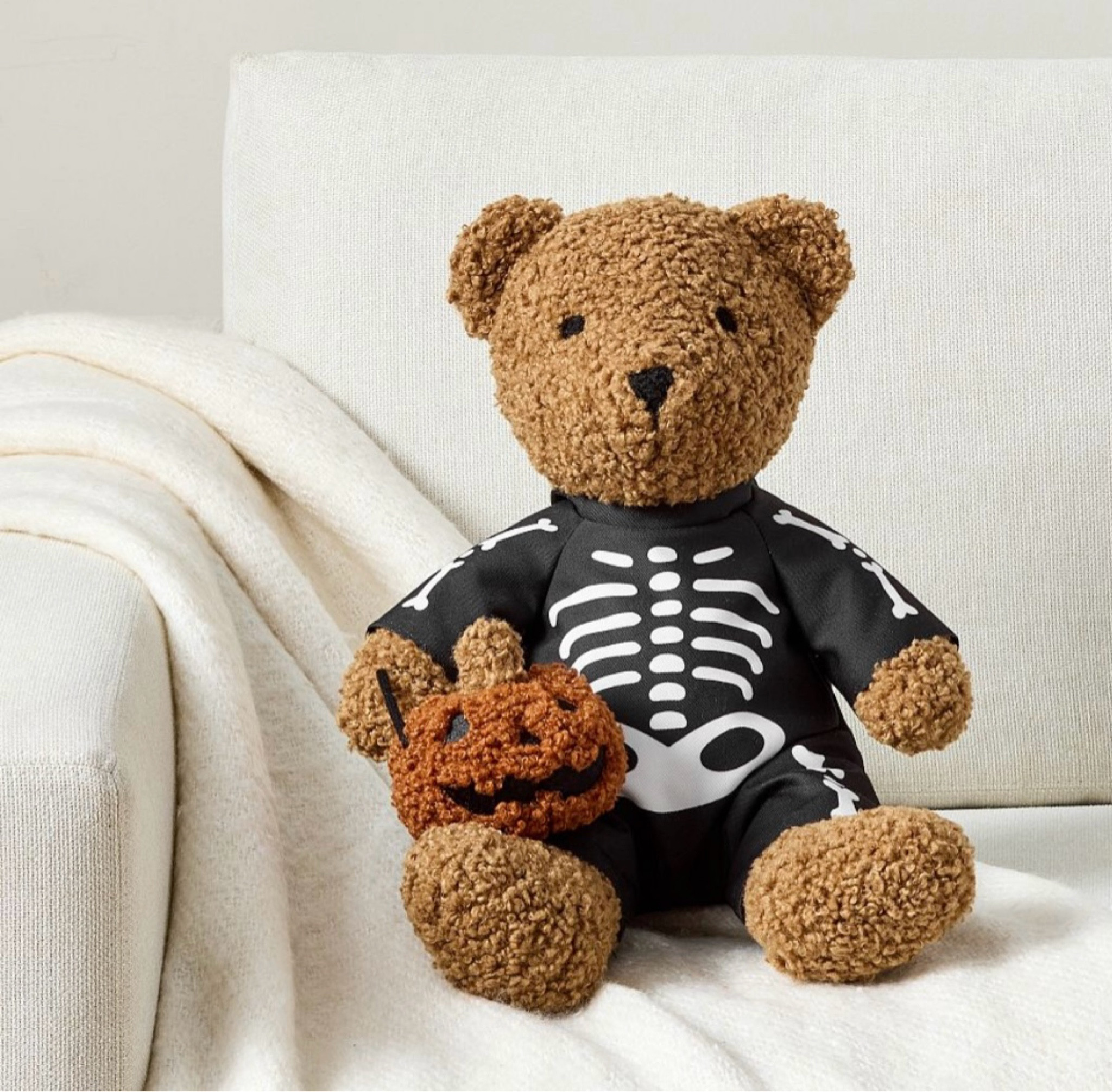 cute skeleton teddy bear with pumpkin, kids halloween decoration, spooky season decor, fall stuffed animal

#LTKSeasonal #LTKKids #LTKHome