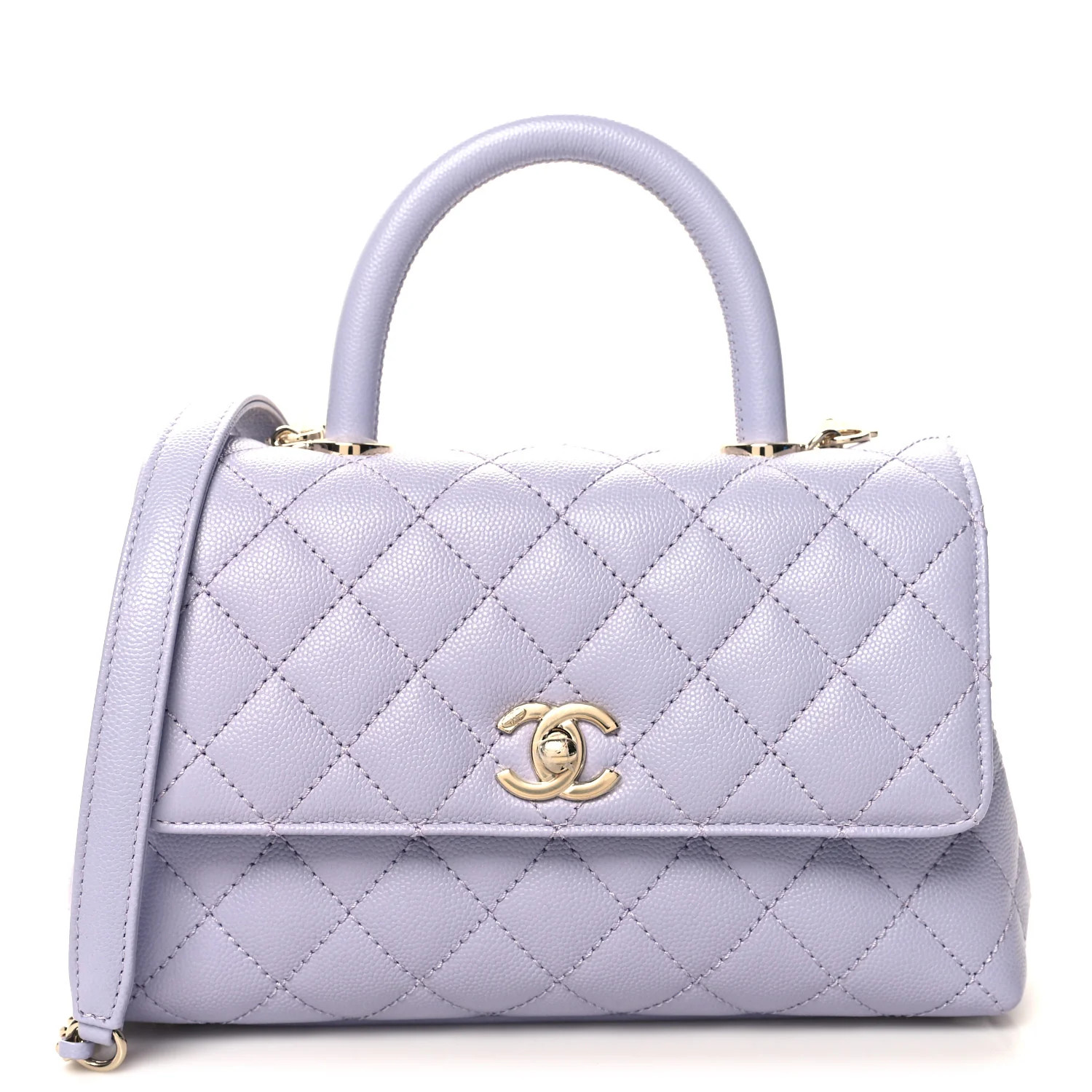 Chanel: All/Bags/CHANEL Caviar Quilted Mini Coco Handle Flap Light Purple | FASHIONPHILE (US)