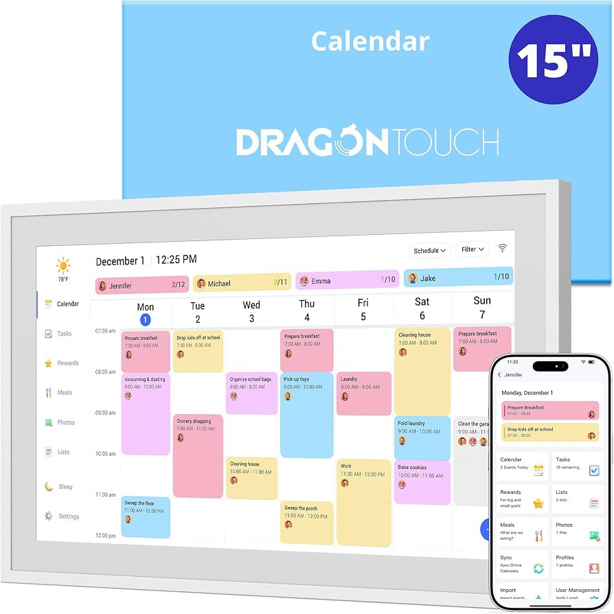 Dragon Touch 15.6" Digital Calendar Chore Chart – 1080P Full HD Interactive Touchscreen, Smart ... | Amazon (US)