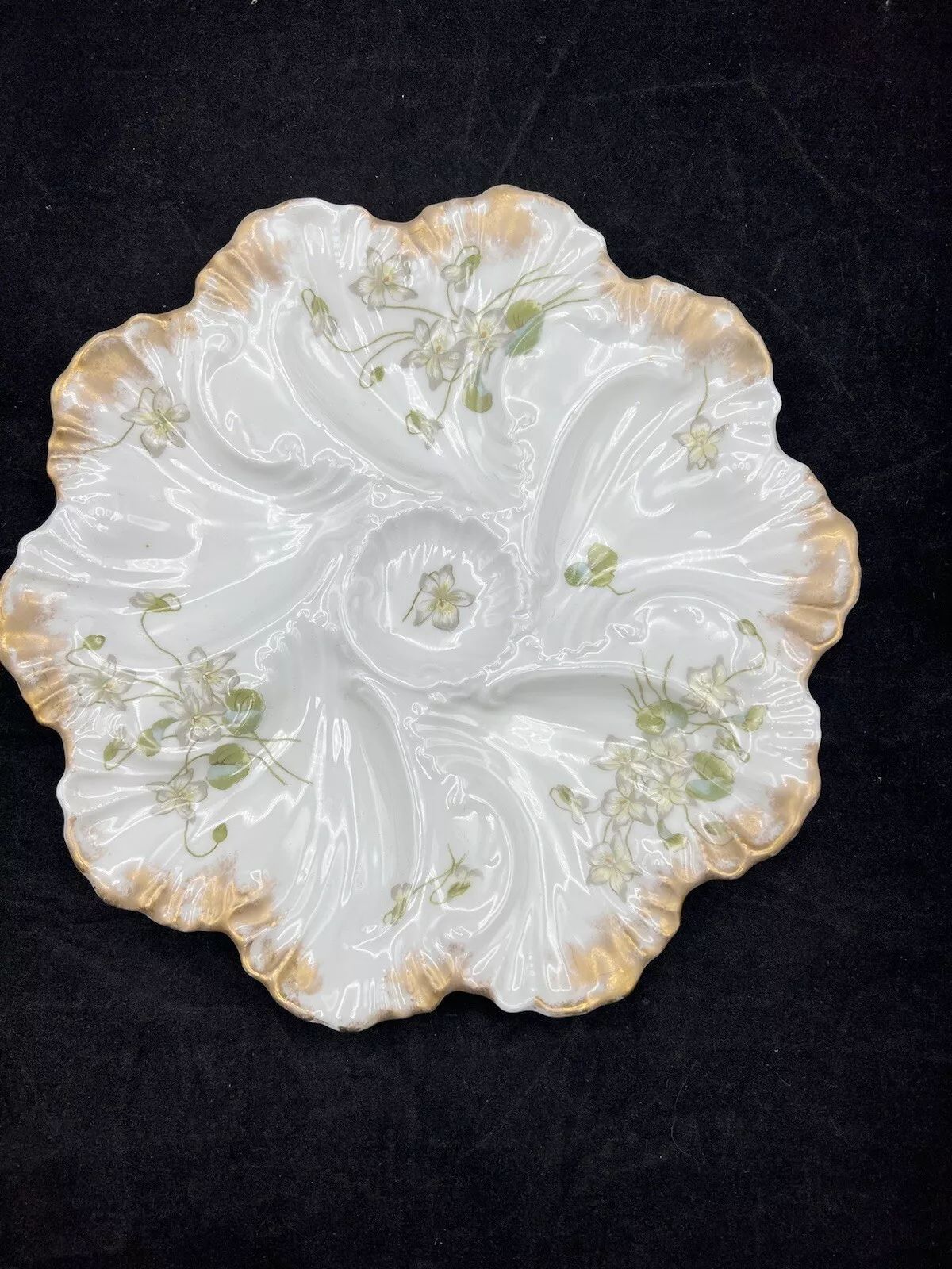Antique  Alfred Lanternier Limoges Oyster Plate 9.5” Hand Painted Flowers | eBay US
