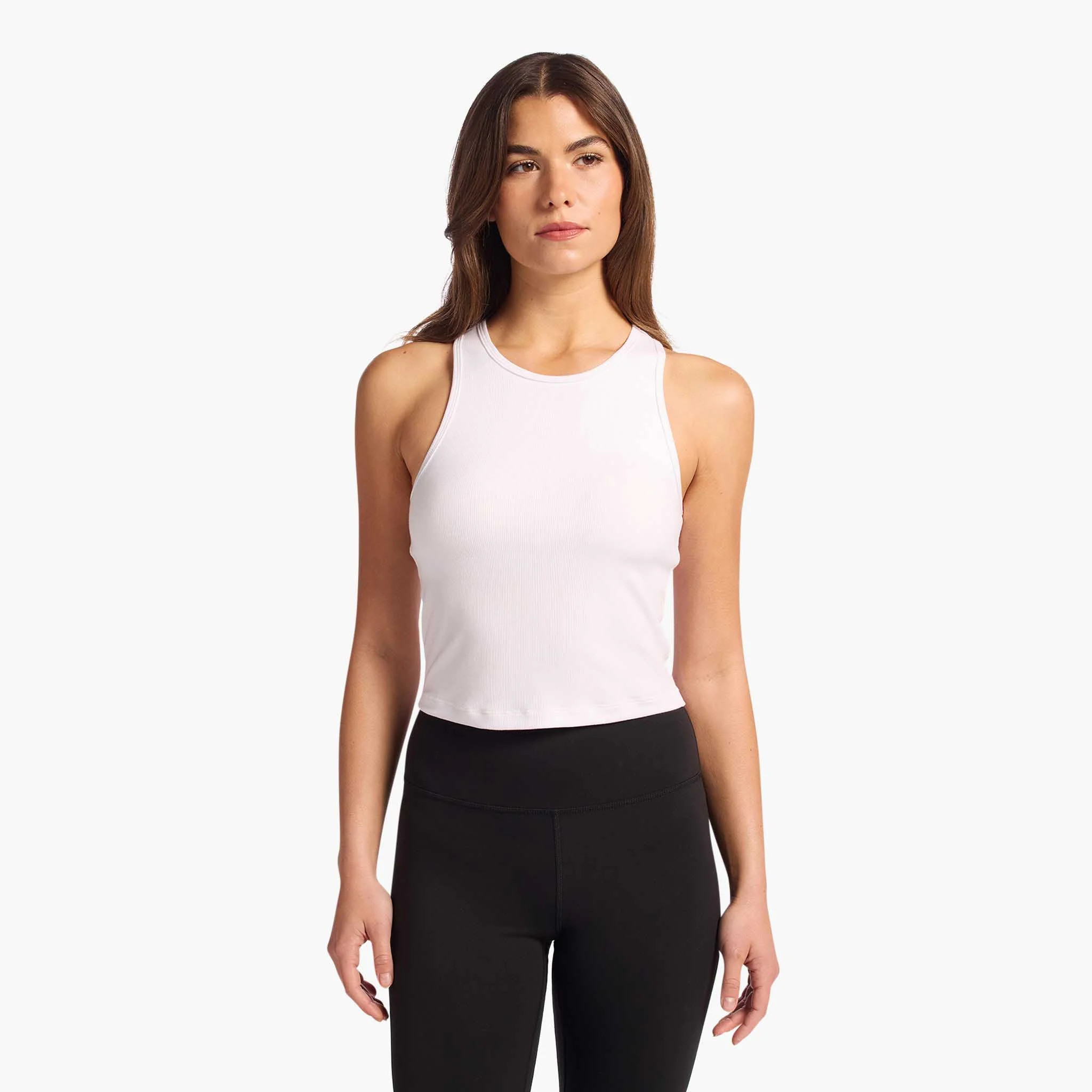 Sporty Rib Racer Tank | White | Nuuds US