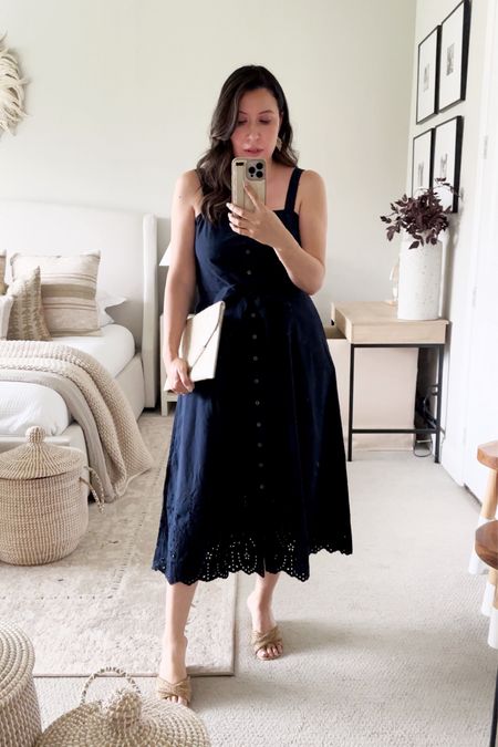 #walmartpartner The eyelet detail on this @walmart dress, combined with the buttons is so beautiful. It looks so elegant and it’s so affordable. The material is lightweight, has pockets and the shoulder straps are adjustable. @walmartfashion #walmartfashion 

#LTKFindsUnder50 #LTKMidsize #LTKParties