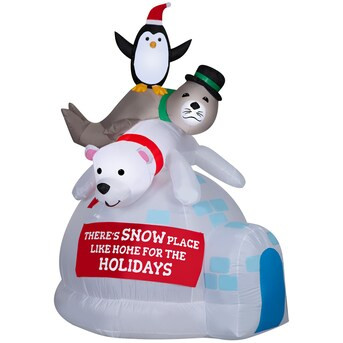 Holiday Living 6.5-ft Lighted Bear Christmas Inflatable | Lowe's