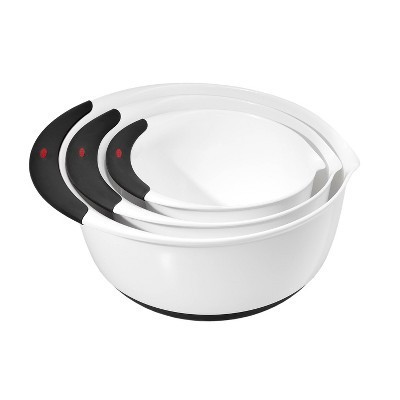OXO 3pc Plastic Mixing Bowl Set with Black Handles: Dishwasher-Safe, 1.5, 3, 5 qt. Bowls, Polypropylene, Black | Target