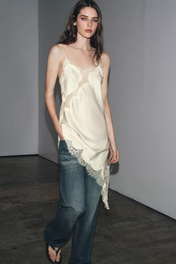 ZW COLLECTION ASYMMETRIC LACE DRESS | Zara Canada