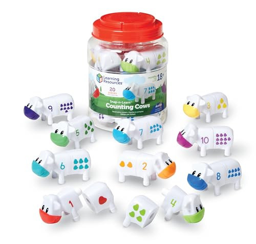 Learning Resources Snap-n-Learn Counting Cows Toy Set,Develops Color Recognition, Counting & Sorting Set, Farm Animals, 20 Pieces, Ages 18+ months | Amazon (US)