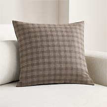 Roberto Italian Wool Blend Plaid 20"x20" Sand Beige Throw Pillow Cover | Crate & Barrel