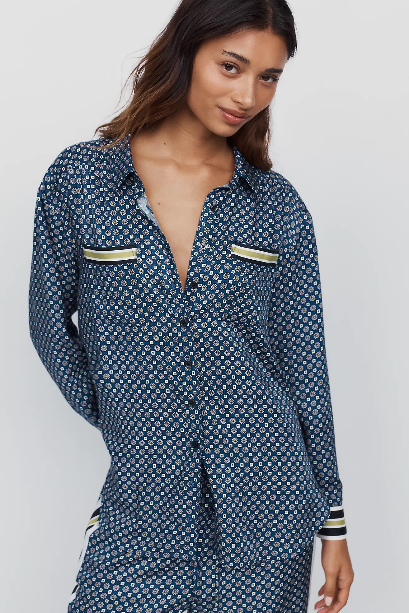 @merricksart x Maeve Rudi Silken Buttondown Shirt | Anthropologie (US)