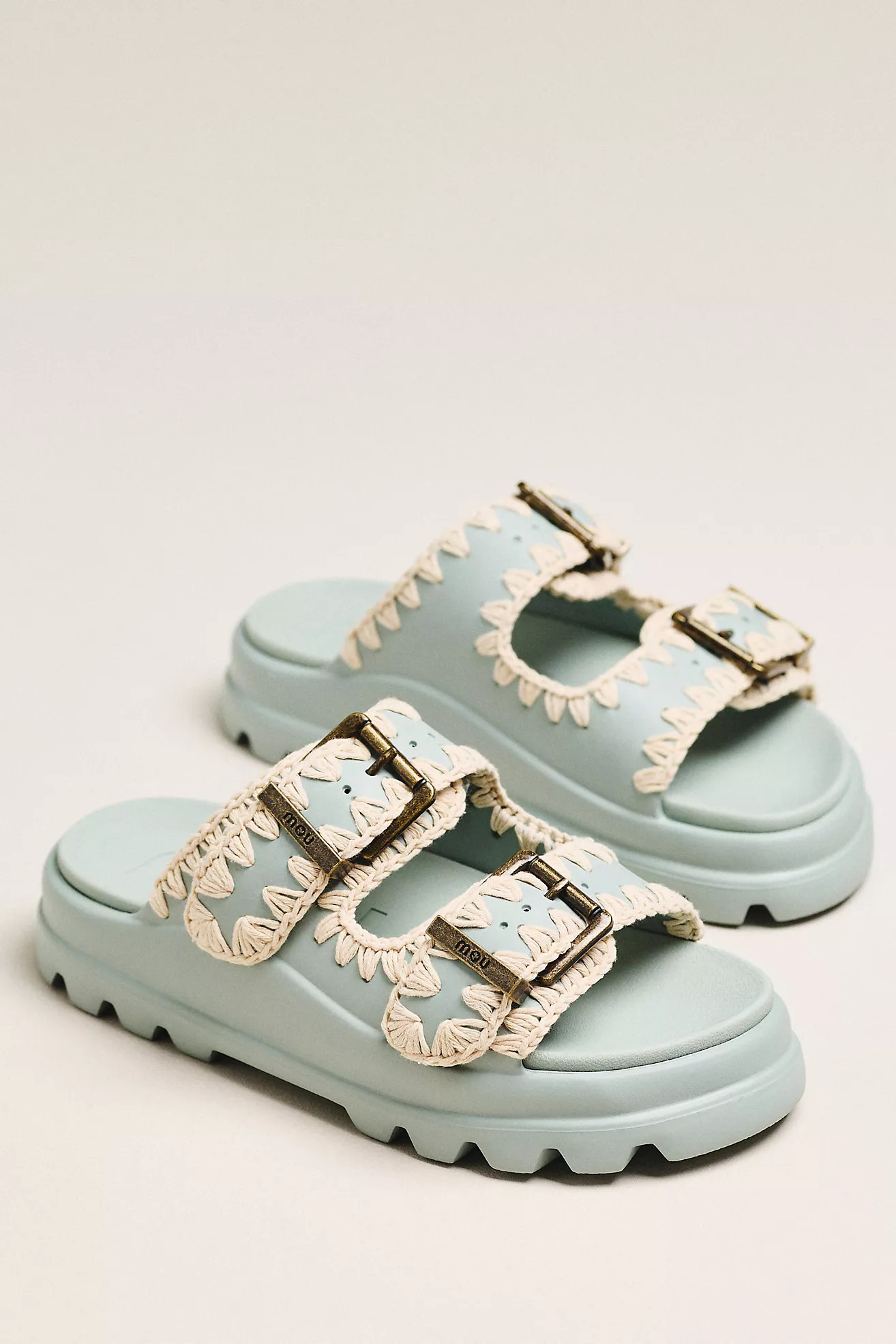 MOU Whipstitch Buckle Slide Sandals | Anthropologie (US)