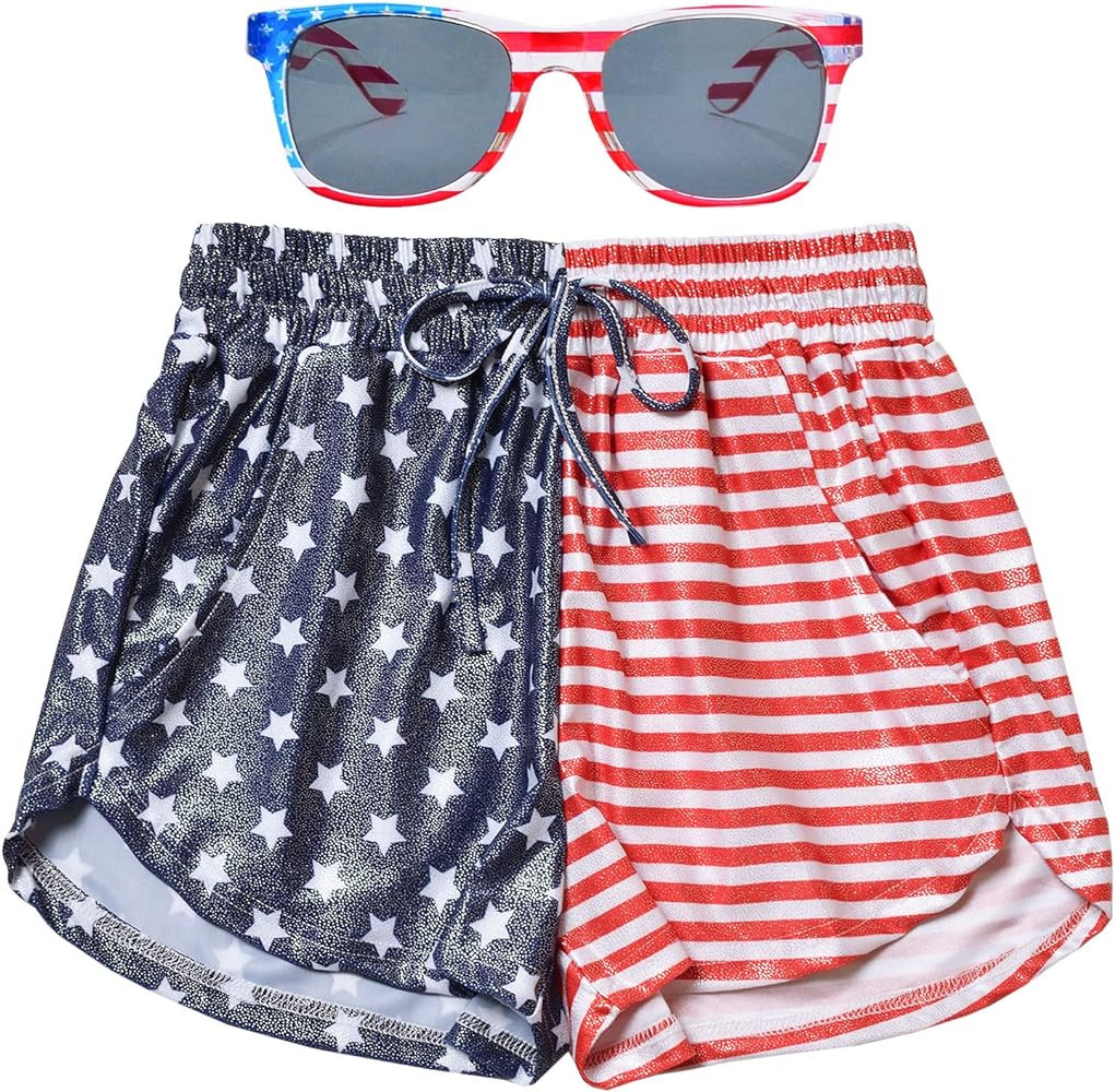 Perfashion Women's Metallic Shorts Summer Sparkly Hot Outfit Shiny Short Pants | Amazon (US)