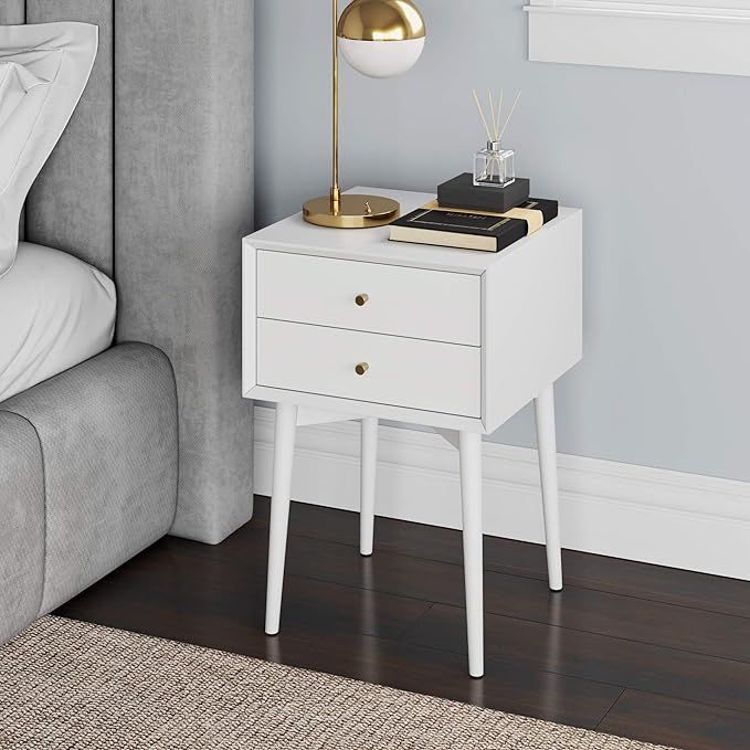 Nathan James Harper Mid-Century Side, 2-Drawer Nightstand, Accent or End Table with Storage, Wood... | Amazon (US)