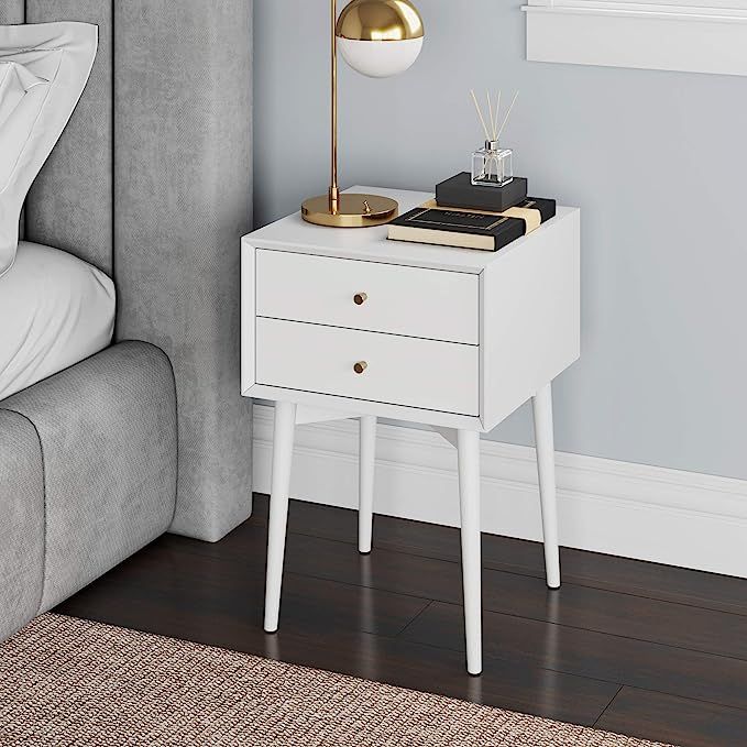 Nathan James Harper Mid-Century Side, 2-Drawer Nightstand, Accent or End Table with Storage, Wood... | Amazon (US)