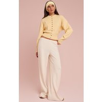 Cream Slouchy Thick Brushed Rib Trousers | PrettyLittleThing UK