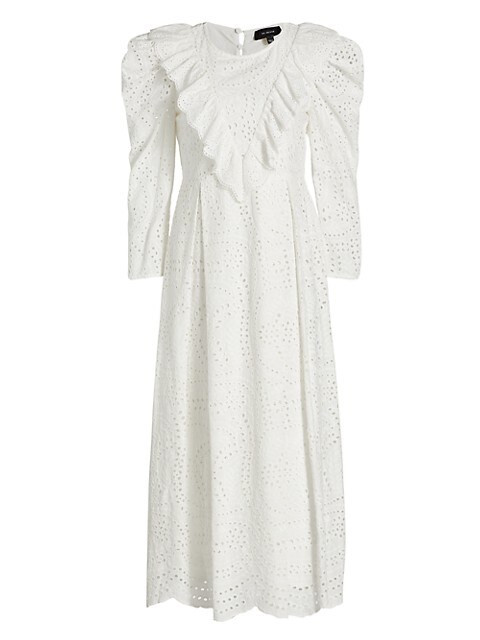 Long Sleeve Eyelet Midi Dress | Saks Fifth Avenue
