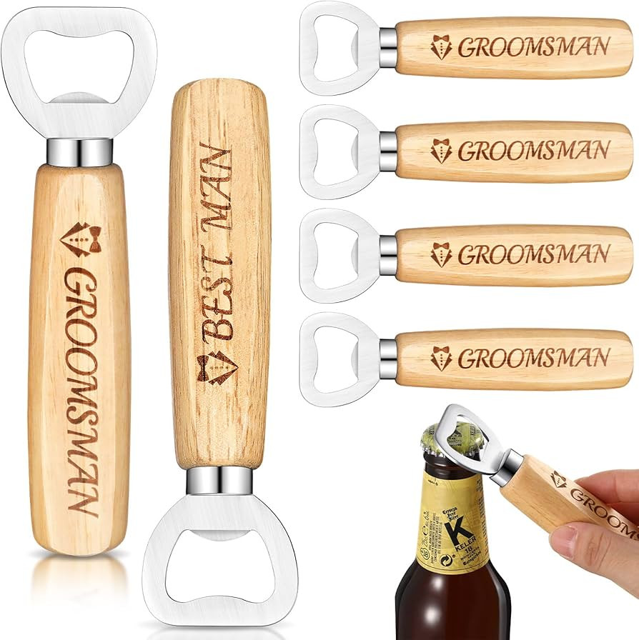Wooden Bottle Opener Groomsmen Gifts Wood Can Opener Best Man Gift Wedding Favors Proposal Gift B... | Amazon (US)