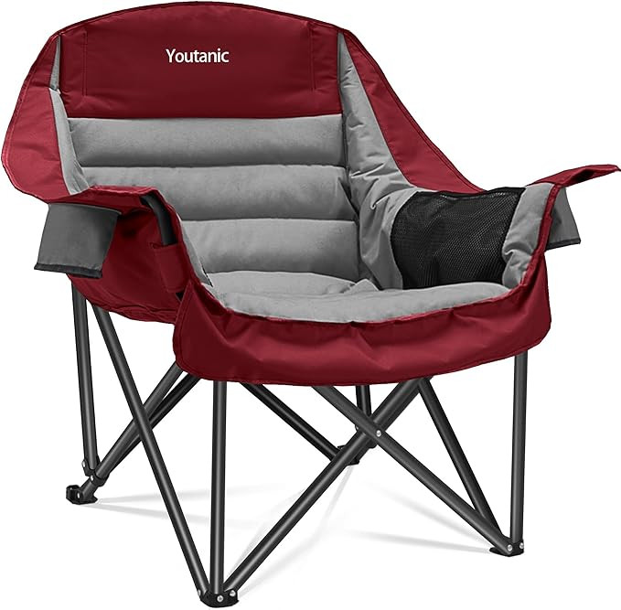 Oversized Camping Chair, Portable Folding Camping Chairs with Side Pocket, Cup Holder and Carry B... | Amazon (US)
