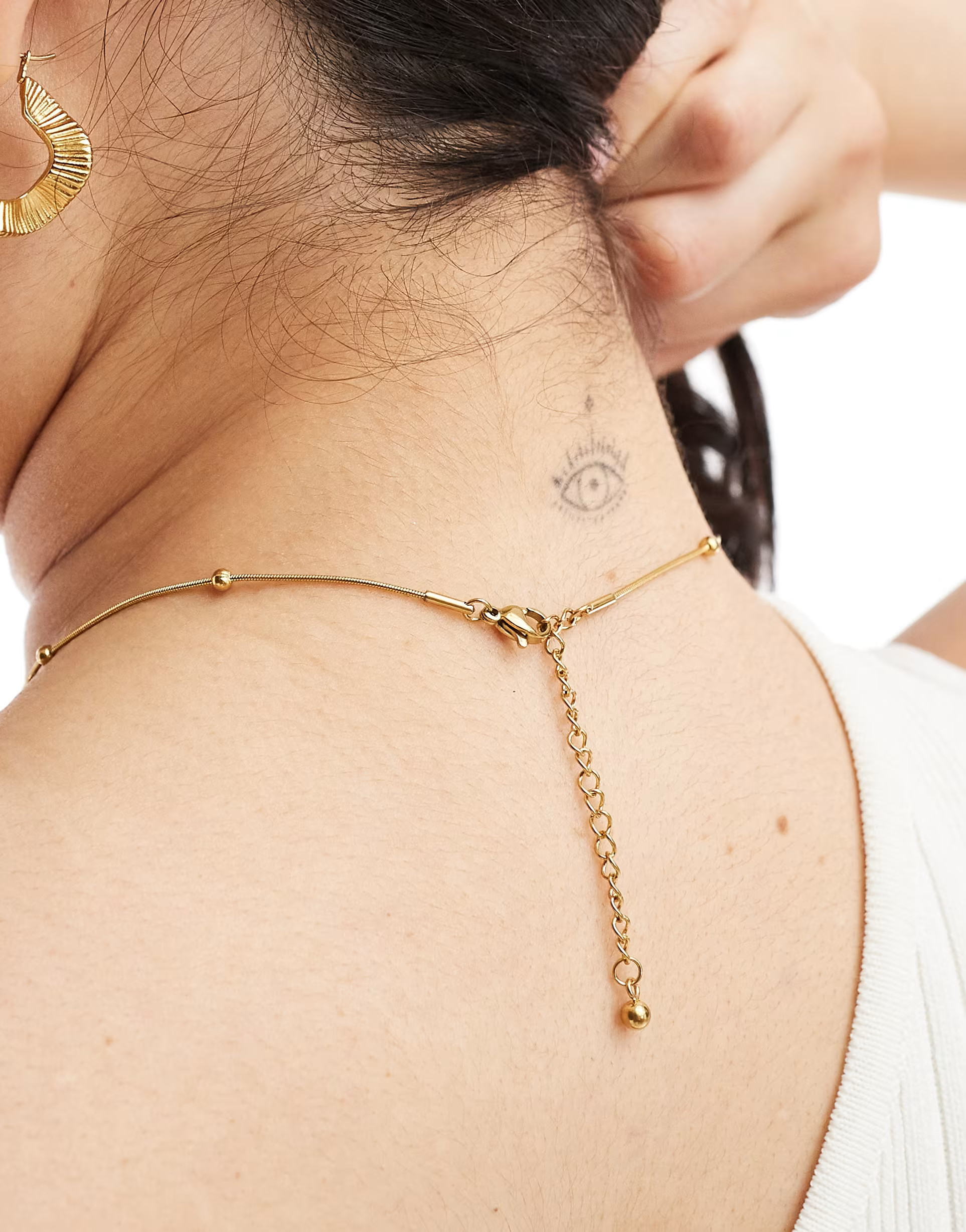 ASOS DESIGN Curve waterproof stainless steel necklace with puff heart pendant and dot dash chain ... | ASOS (Global)