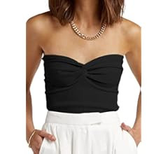 Womens Tube Tops Summer Twist Knot Front Knit Bandeau Sweetheart Neck Ribbed Sleeveless Strapless... | Amazon (US)