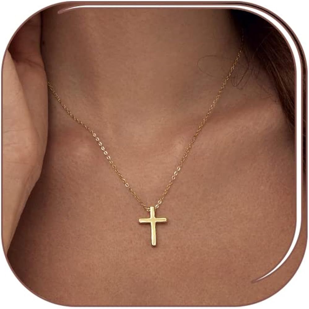 Luxval Cross Necklace for Women 14k Gold/Silver Plated Tiny Cross Pendant Necklace for Women Simp... | Amazon (US)