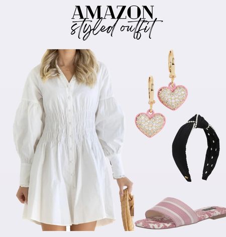 Styled outfit all from Amazon 🤍 preppy outfit, white dress, summer sandals

#LTKshoecrush #LTKstyletip