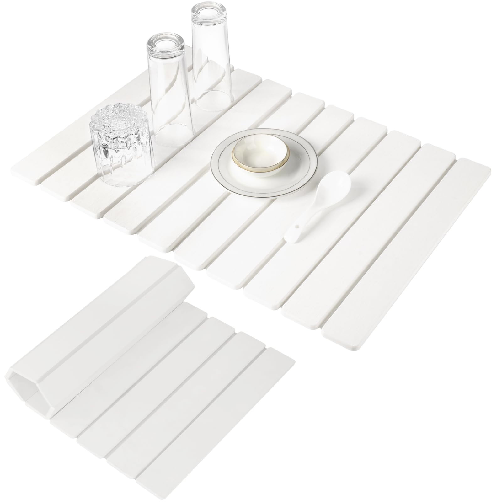 Large Stone Dish Drying Mats for Kitchen Counter 24"(L)×16"(W) Foldable Quick Dry Stone Dish Dry... | Amazon (US)