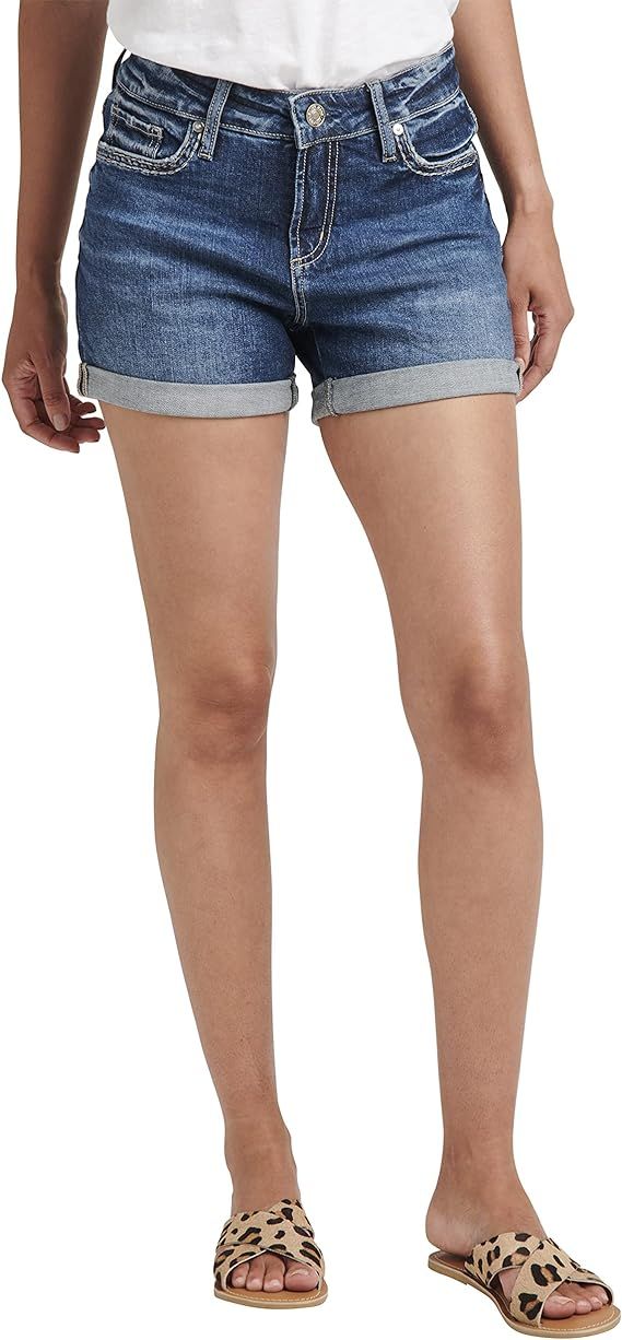 Silver Jeans Co. Women's Elyse Mid Rise Short, Med Wash EAF395, 36 | Amazon (US)